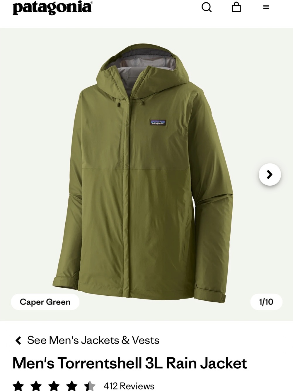 Patagonia Men's Torrentshell 3L Rain Jacket - Caper Green